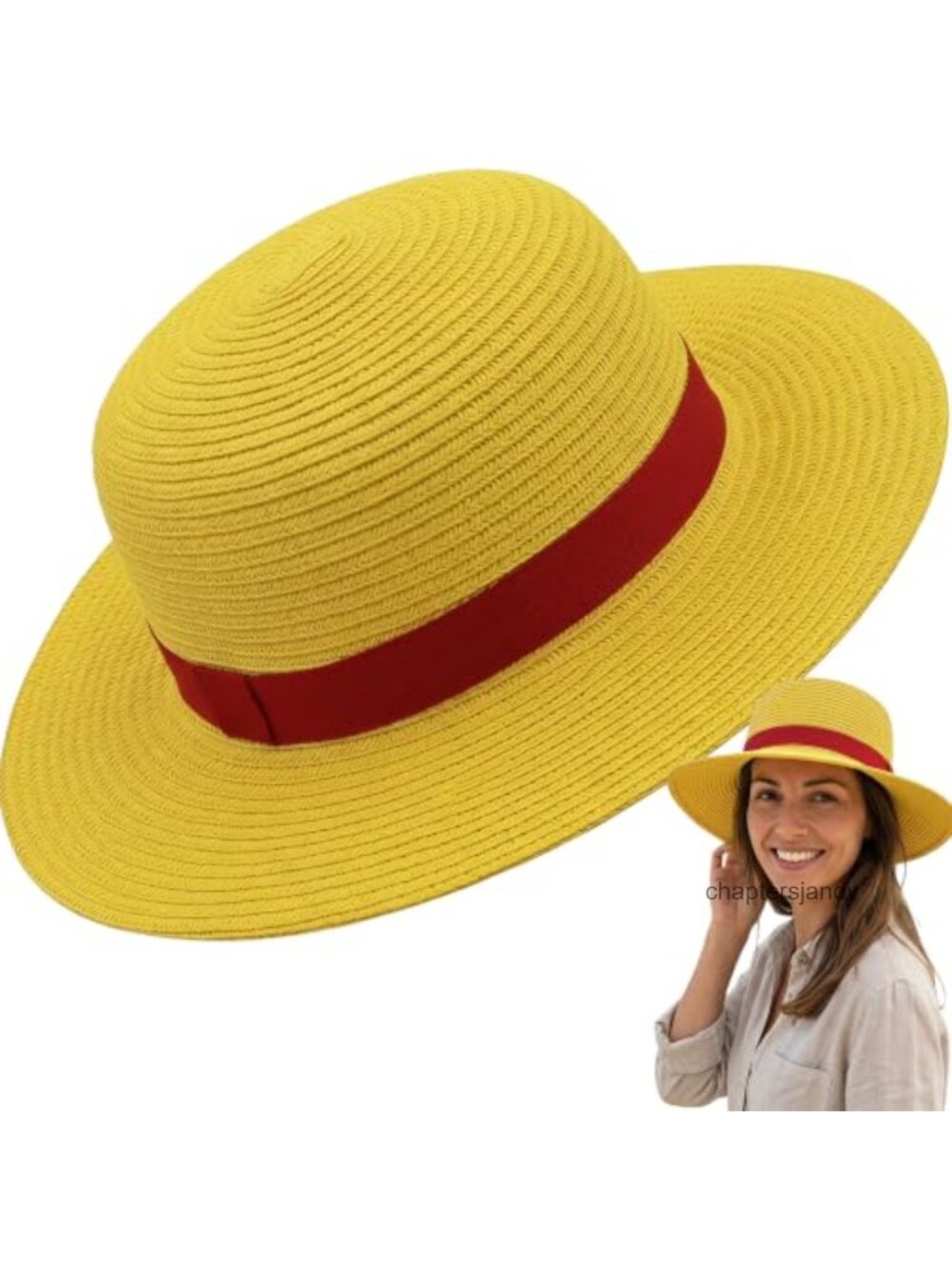 Hand-Woven Straw Sun Hat Wide Brim Cosplay Beach Cap